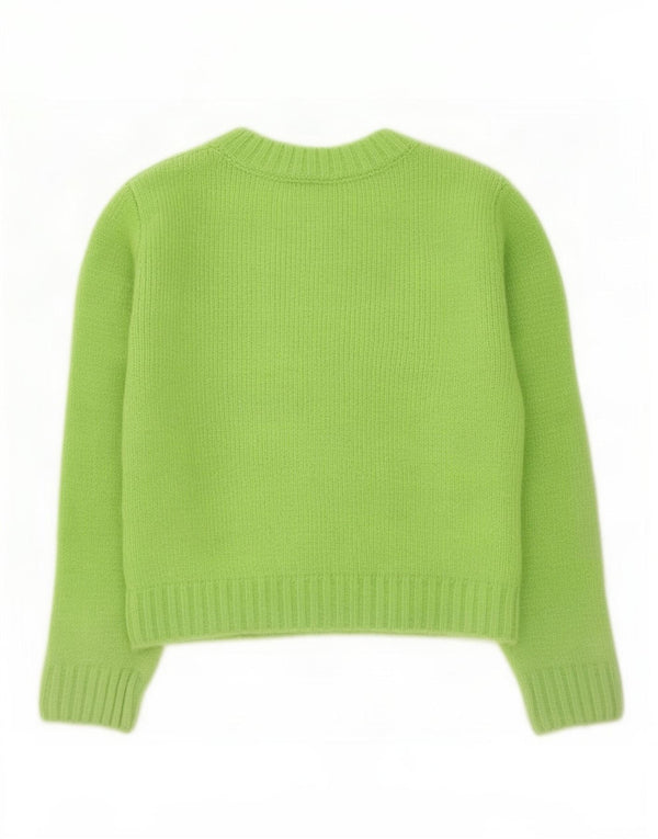 Zara Womens Crop Crew Neck Jumper Sweater UK 10 Small Green