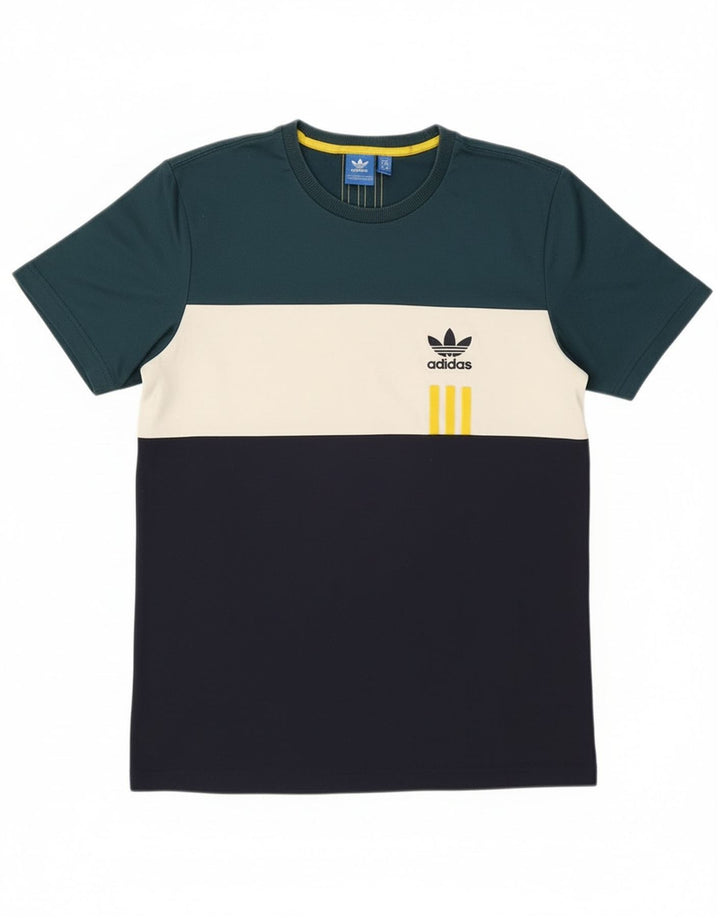 Adidas Mens T-Shirt Top Medium Multicoloured Colourblock Cotton