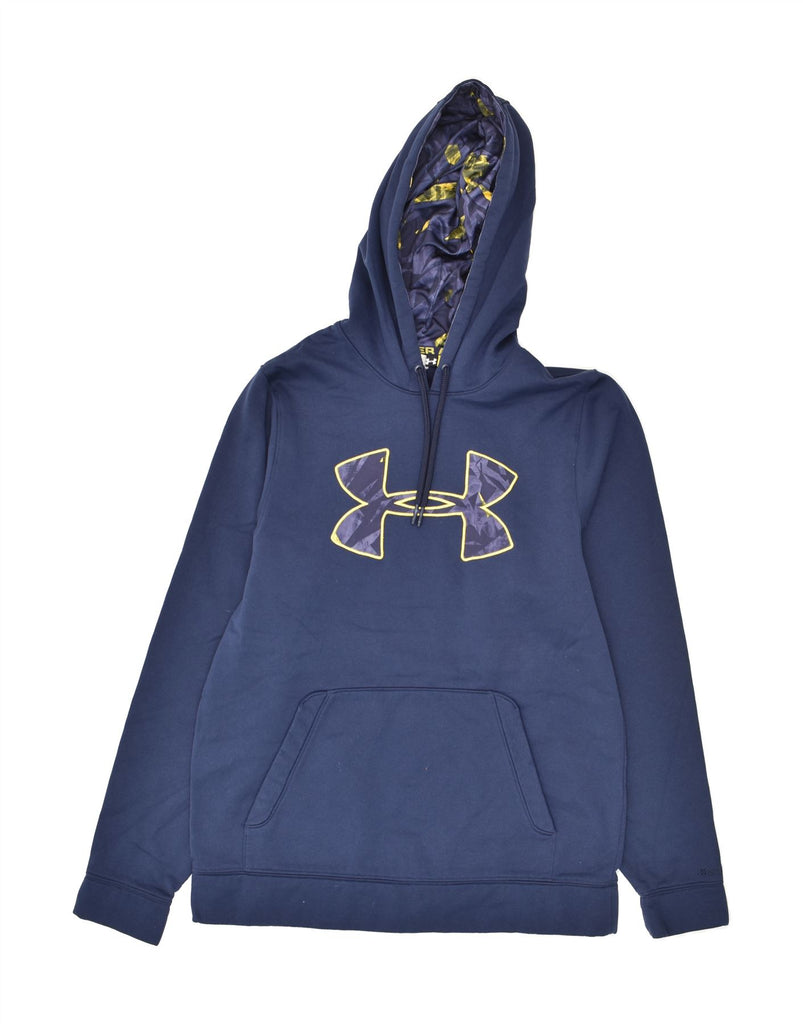 UNDER ARMOUR Mens Graphic Hoodie Jumper Medium Navy Blue | Vintage Under Armour | Thrift | Second-Hand Under Armour | Used Clothing | Messina Hembry 