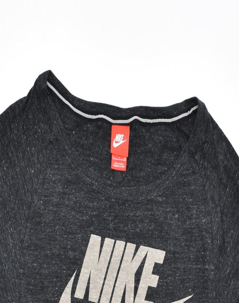 NIKE Womens Oversized Graphic Sweatshirt Jumper UK 10 Small Grey Cotton | Vintage | Thrift | Second-Hand | Used Clothing | Messina Hembry 