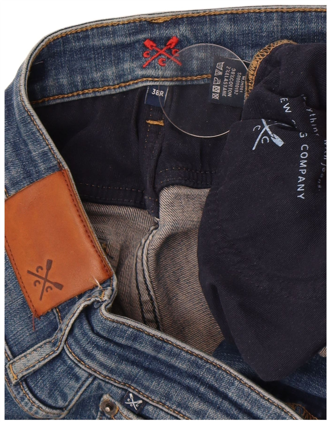 Crew Clothing Mens Regular Straight Jeans W38 L27 Blue Cotton