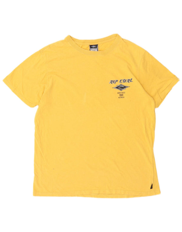 Rip Curl Mens Graphic T-Shirt Top Large Yellow Cotton