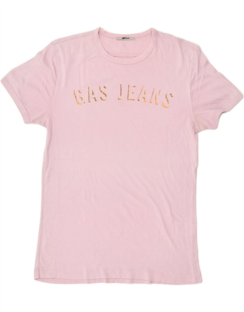 GAS Womens T-Shirt Top UK 14 Medium Pink Cotton | Vintage Gas | Thrift | Second-Hand Gas | Used Clothing | Messina Hembry 