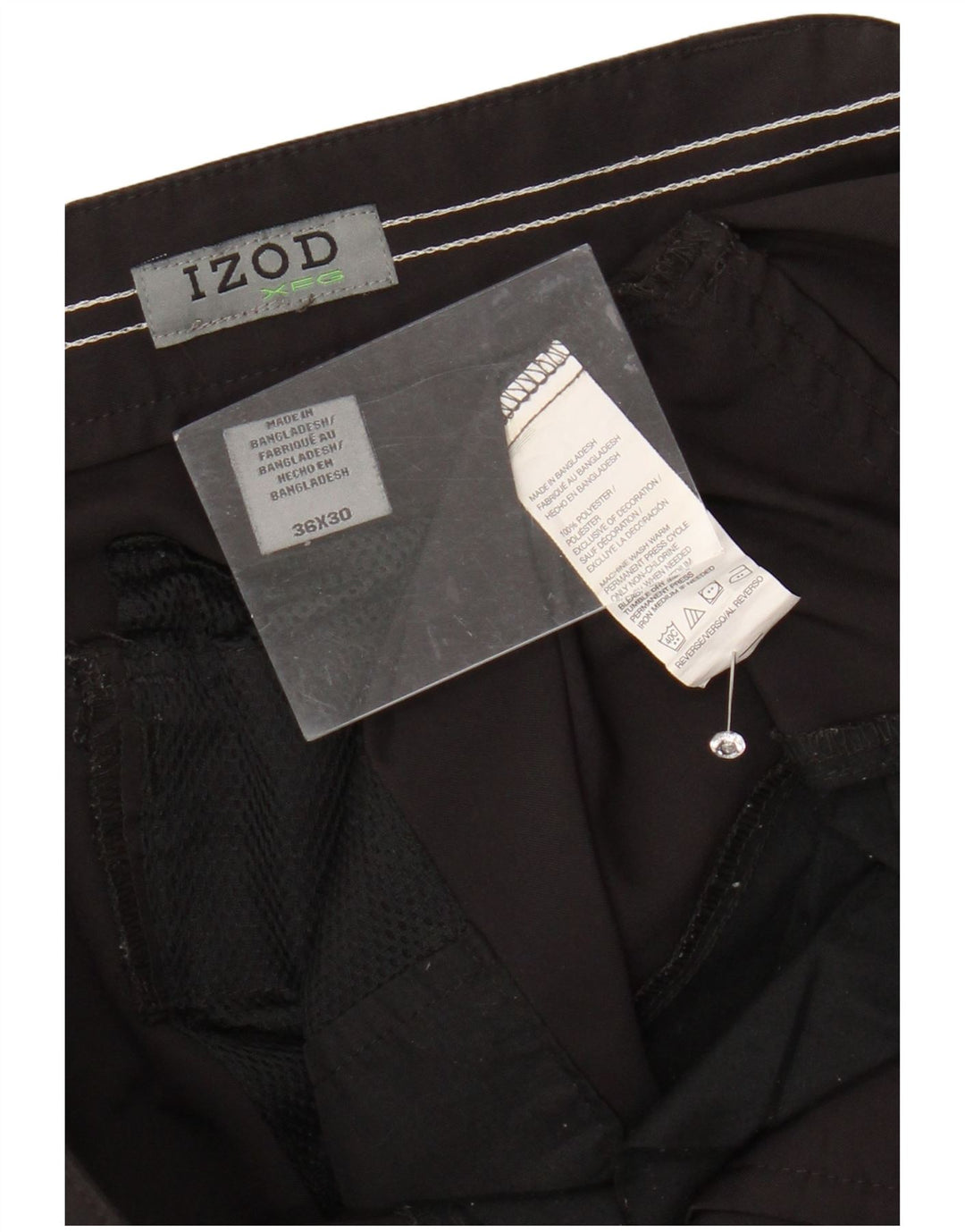 IZOD Mens Straight Chino Trousers W36 L30 Black Polyester
