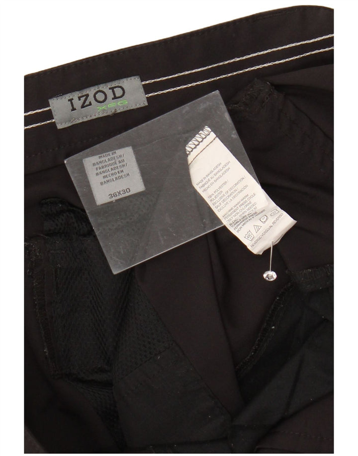 IZOD Mens Straight Chino Trousers W36 L30 Black Polyester