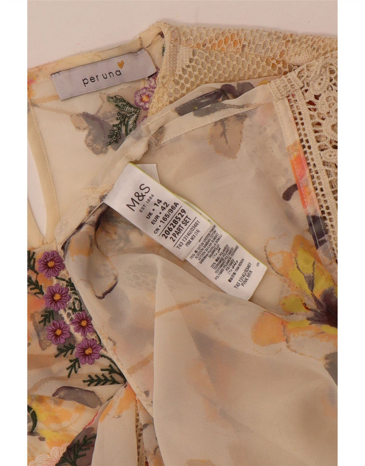 Marks & Spencer Womens Per Una 3/4 Sleeve Blouse Top UK 14 Large Off White