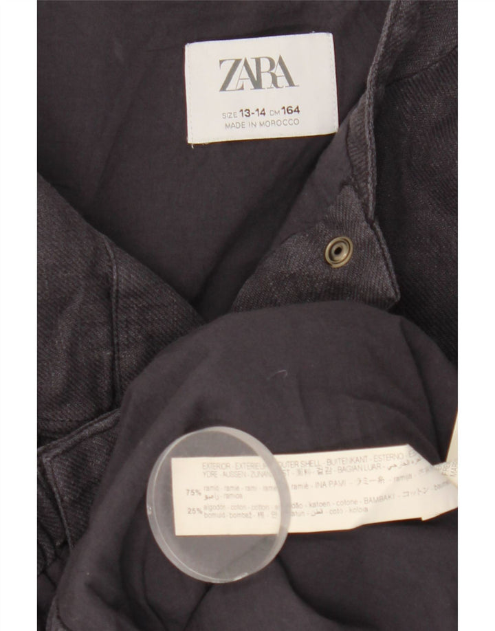 Zara Girls Utility Jacket 13-14 Years Navy Blue Ramie