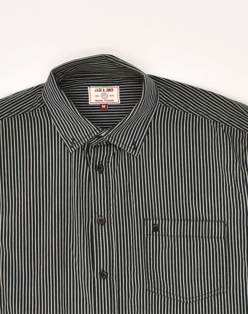 JACK & JONES Mens Shirt Medium Black Striped Cotton | Vintage Jack & Jones | Thrift | Second-Hand Jack & Jones | Used Clothing | Messina Hembry 