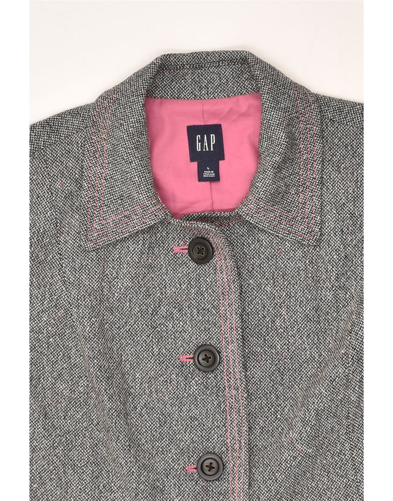 GAP Womens 4 Button Blazer Jacket UK 16 Large Grey Wool | Vintage Gap | Thrift | Second-Hand Gap | Used Clothing | Messina Hembry 