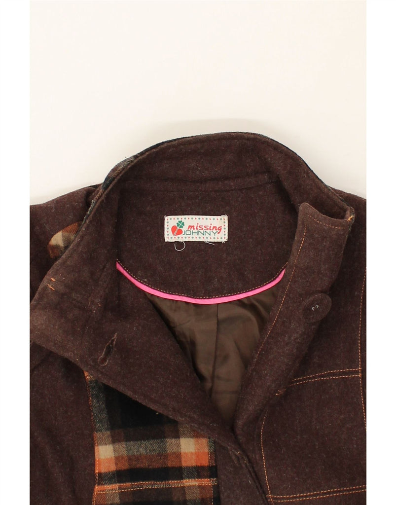 VINTAGE Womens Overcoat UK 14 Large Brown Check Wool Vintage Vintage and Second-Hand Vintage from Messina Hembry 