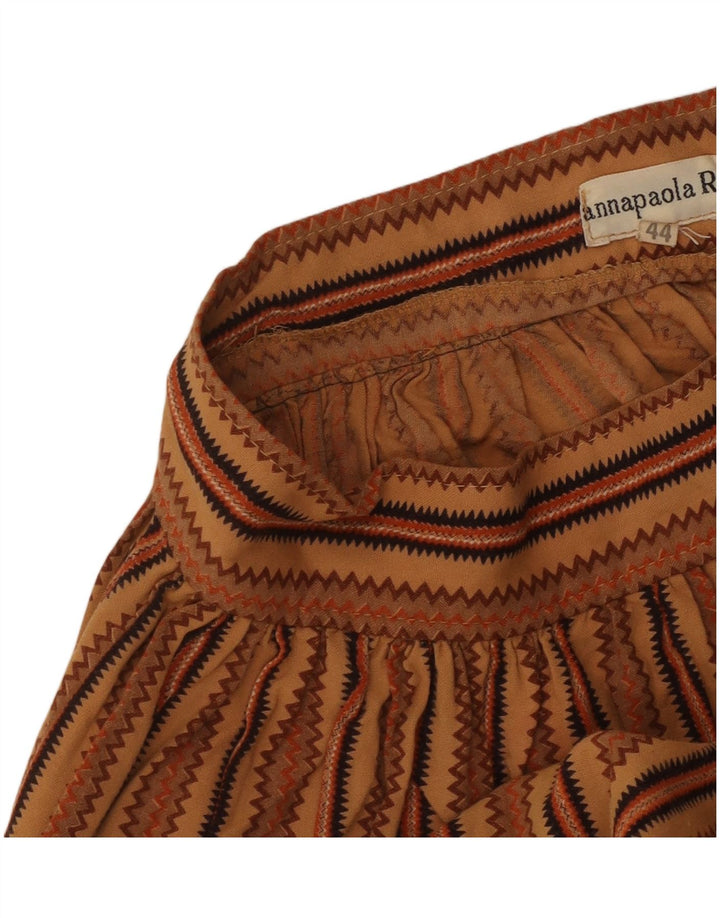 Vintage Womens Pleated Skirt IT 44 Medium W26 Brown Geometric Aztec