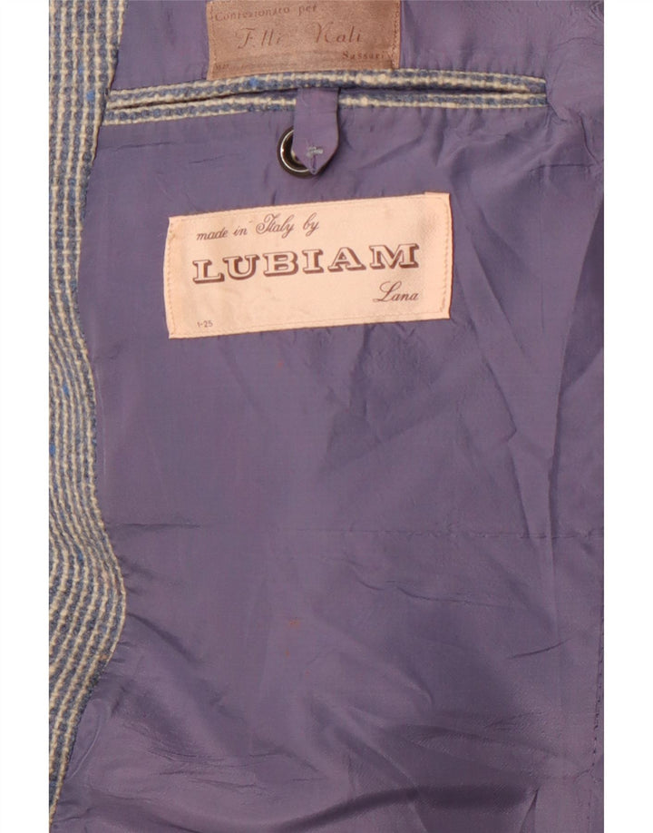 LUBIAM Mens 3 Button Blazer Jacket UK 38 Medium Blue Check