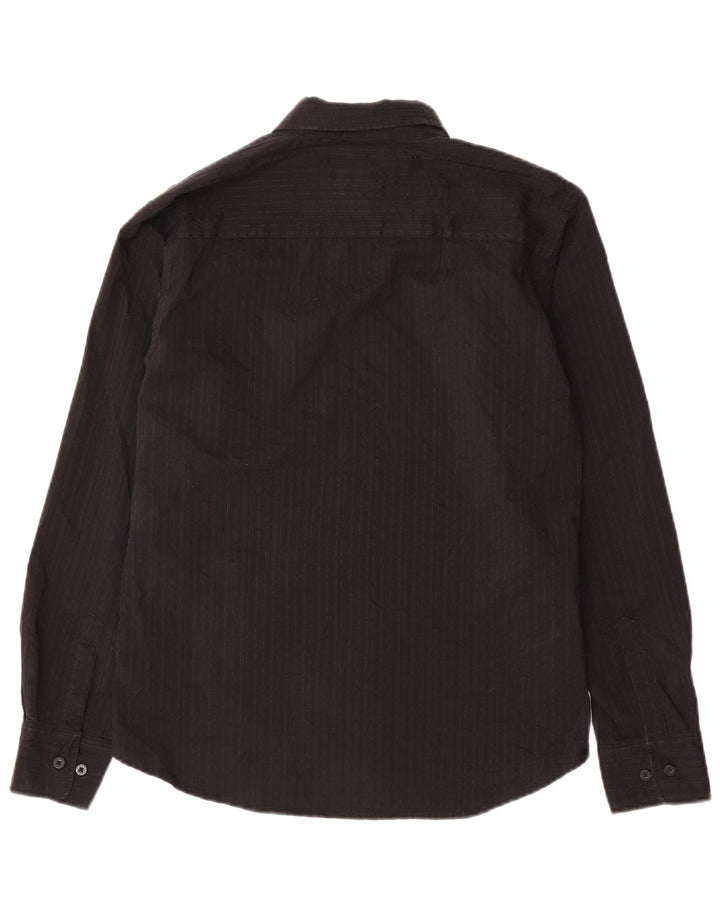 BKE Mens Slim Fit Shirt Large Black Pinstripe Cotton