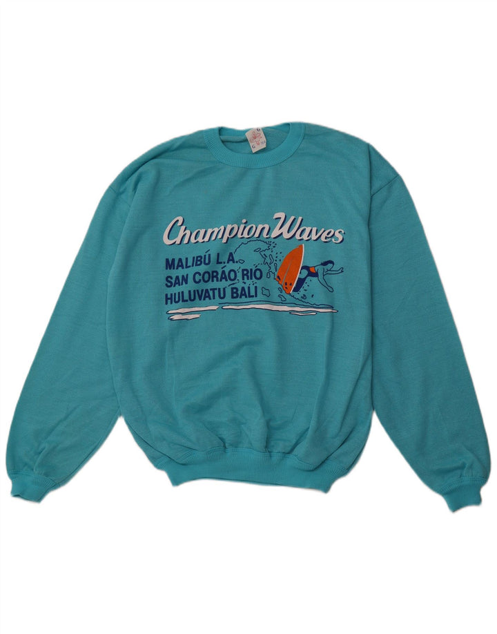 VINTAGE Mens Graphic Sweatshirt Jumper XL Blue Cotton