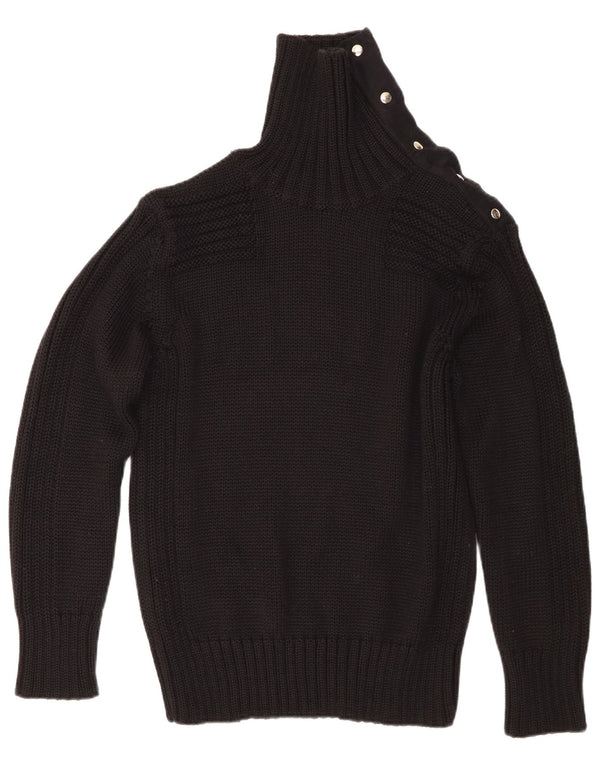 Sonny Bono Womens Roll Neck Jumper Sweater UK 20 2XL Black Merino Wool