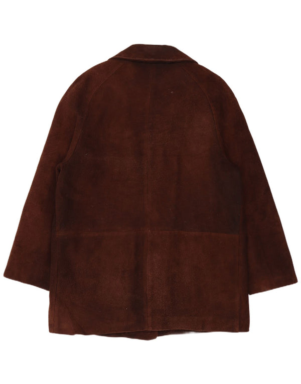 Vintage Womens Oversized Suede Overcoat EU 44 XL Brown