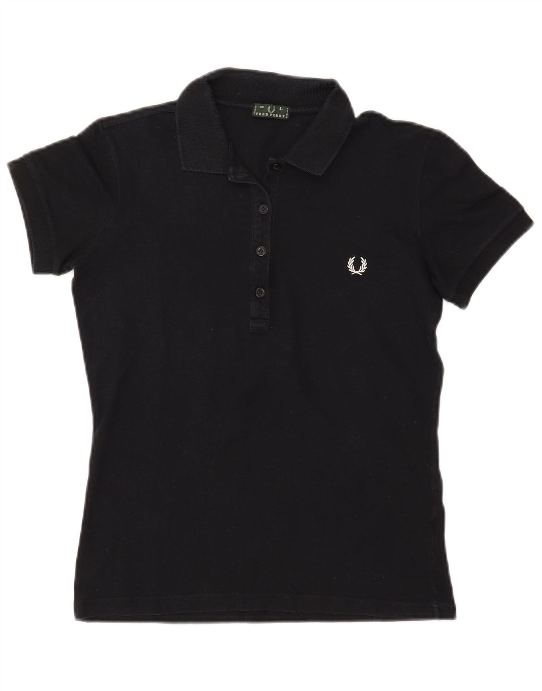 FRED PERRY Womens Polo Shirt UK 16 Large Black Cotton