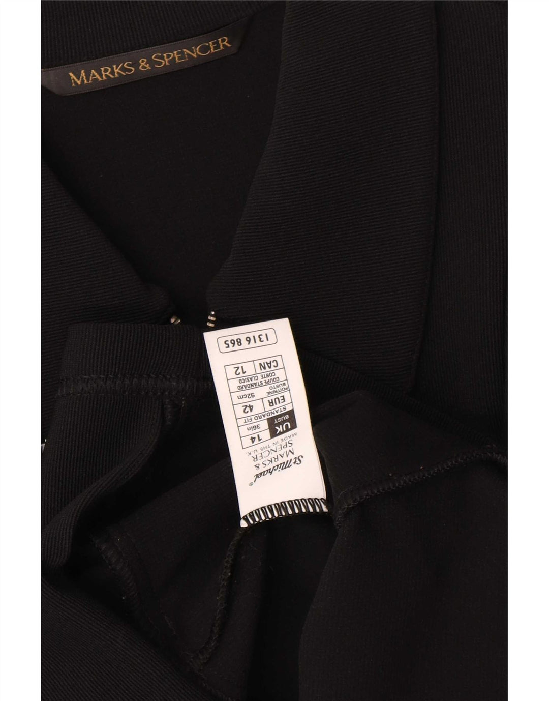 Marks & Spencer Womens Full Zip Blazer Jacket UK 14 Medium Black Nylon