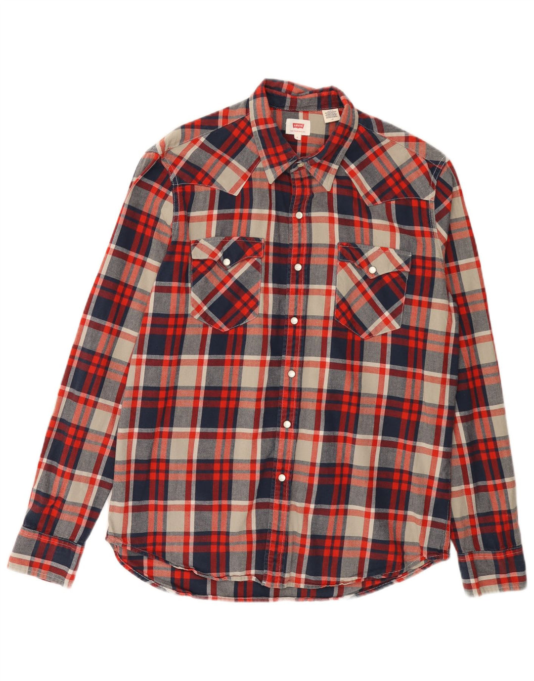 LEVI'S Mens Flannel Shirt Large Red Check Cotton