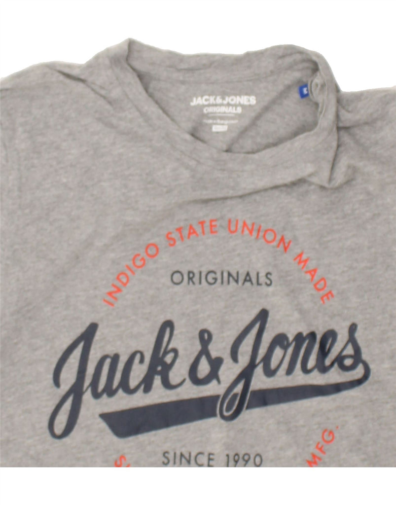 JACK & JONES Mens Slim Fit Graphic T-Shirt Top Medium Grey Cotton | Vintage Jack & Jones | Thrift | Second-Hand Jack & Jones | Used Clothing | Messina Hembry 