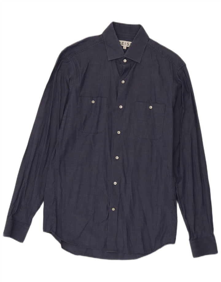 Reiss Mens Shirt Small Navy Blue Cotton