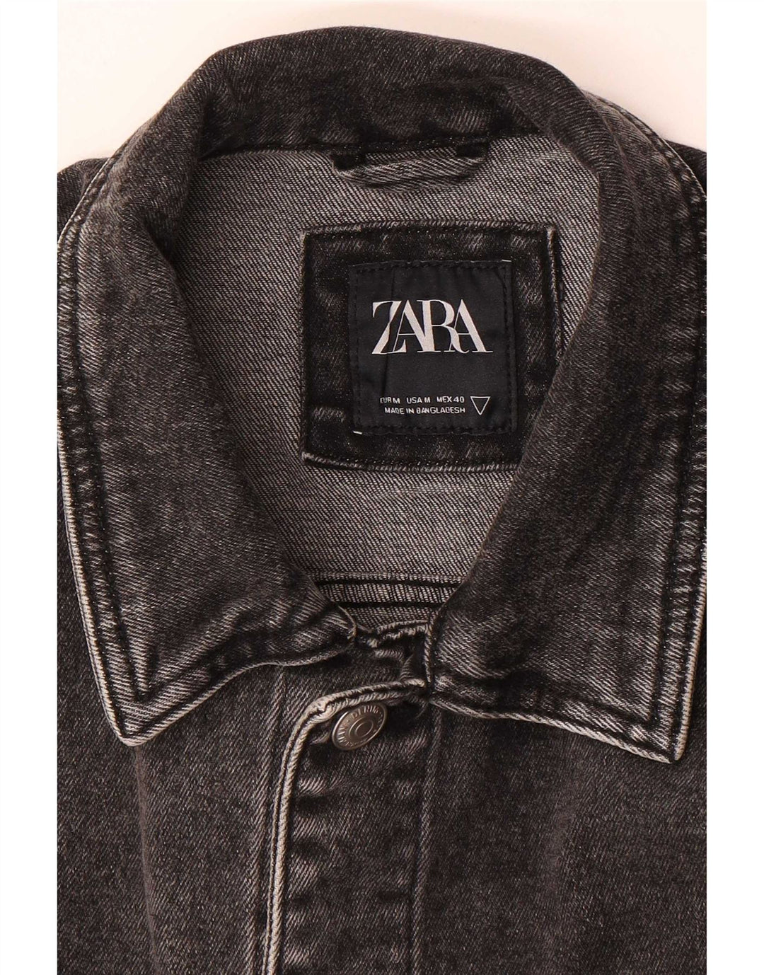 Zara Mens Denim Jacket UK 38 Medium Grey