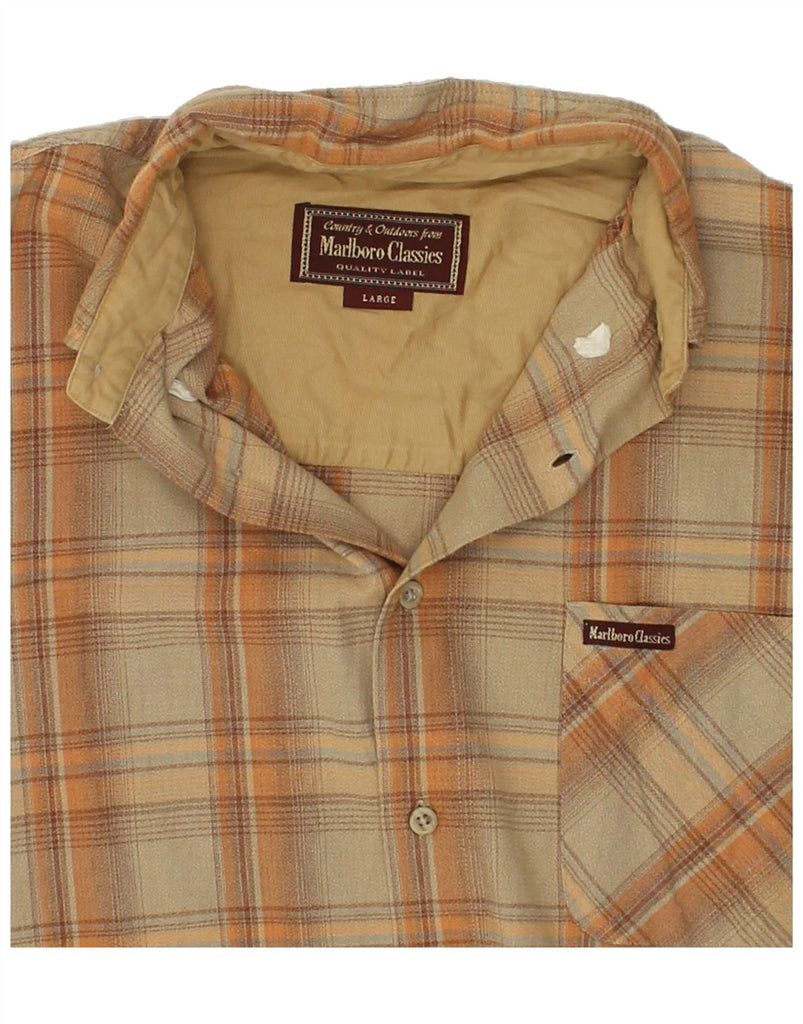 MARLBORO CLASSICS Mens Shirt Large Brown Check Cotton | Vintage Marlboro Classics | Thrift | Second-Hand Marlboro Classics | Used Clothing | Messina Hembry 