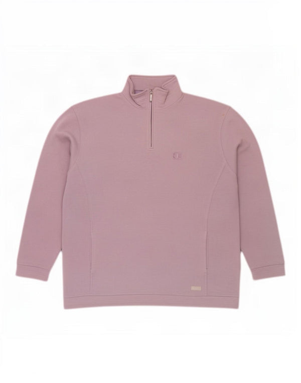 Champion Mens Zip Neck Sweatshirt Jumper XL Purple Cotton