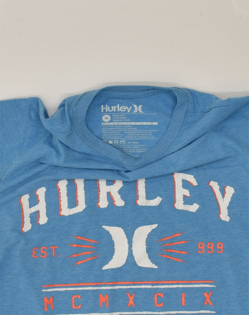 HURLEY Womens Premium Fit Graphic T-Shirt Top UK 12 Medium Blue Cotton | Vintage Hurley | Thrift | Second-Hand Hurley | Used Clothing | Messina Hembry 