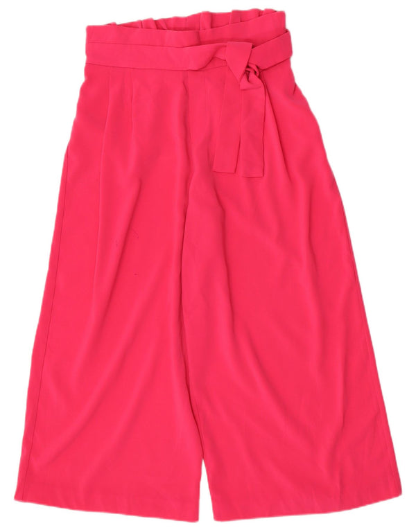 Zara Womens High Waist Wide Leg Capri Trousers Medium W28 L22 Pink