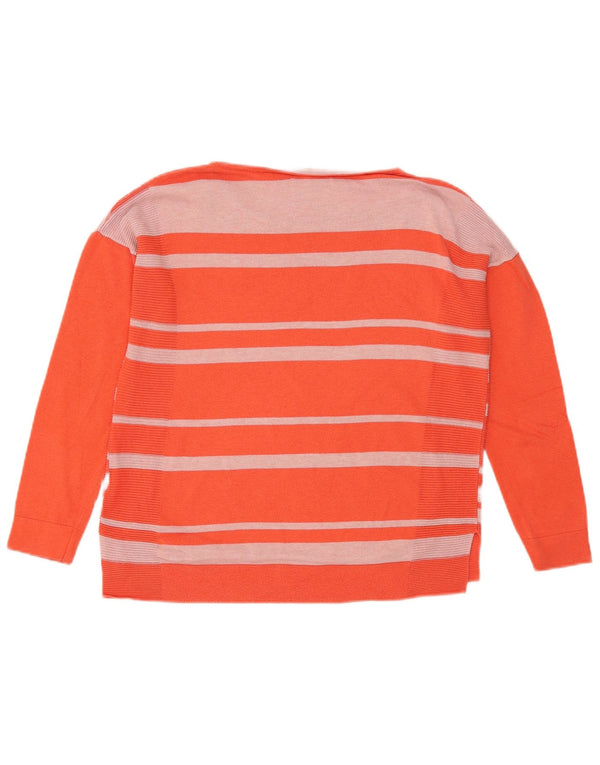 White Stuff Womens Boat Neck Jumper Sweater UK 10 Small Orange Striped