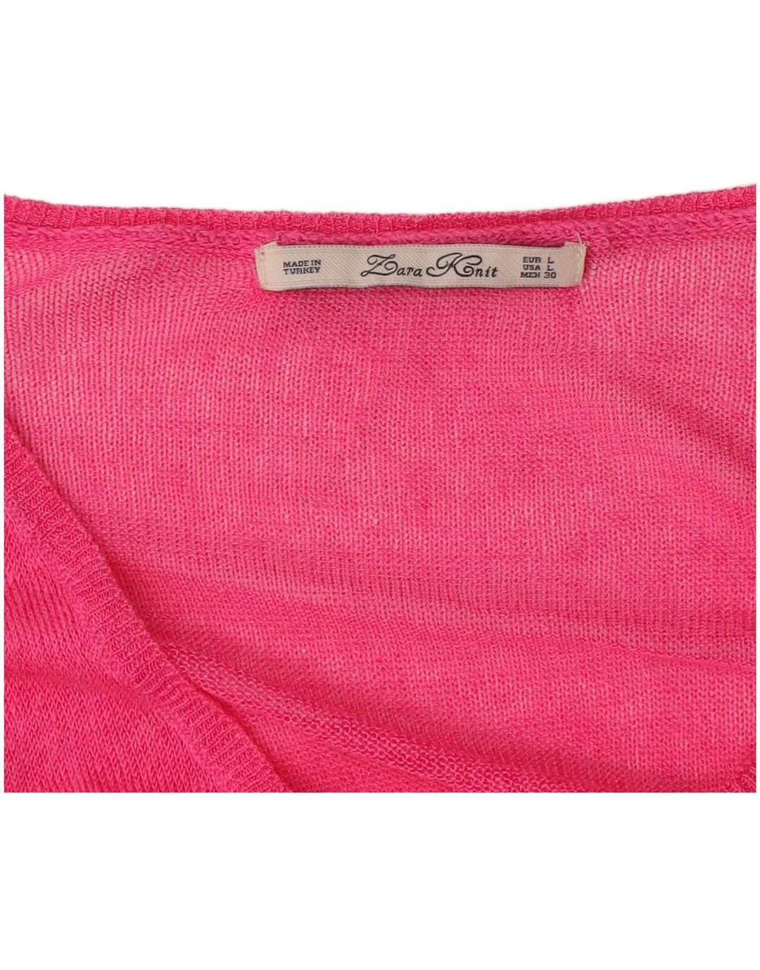 Zara Womens V-Neck Jumper Sweater UK 16 Large Pink