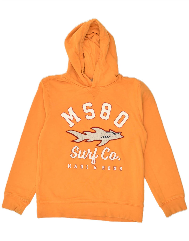 MAUI AND SONS Boys Graphic Hoodie Jumper 11-12 Years Orange Cotton | Vintage Maui and Sons | Thrift | Second-Hand Maui and Sons | Used Clothing | Messina Hembry 