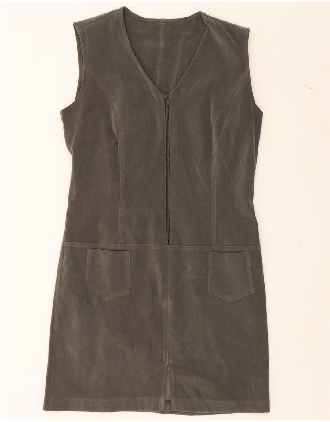 VINTAGE Womens Sleeveless Sheath Dress IT 46 Large Grey Polyester Vintage Vintage and Second-Hand Vintage from Messina Hembry 