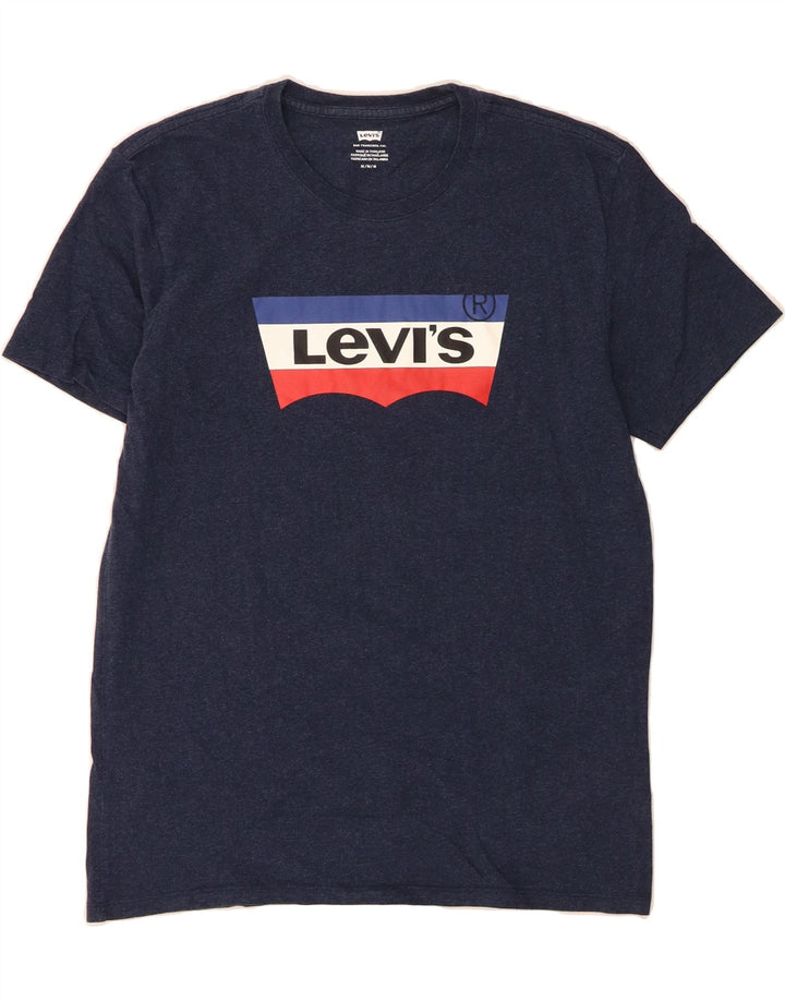 LEVI'S Mens Graphic T-Shirt Top Medium Navy Blue Cotton Vintage Levi's and Second-Hand Levi's from Messina Hembry 