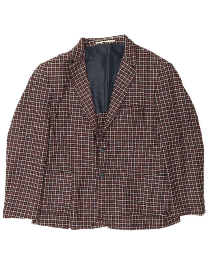 Exibit Mens 2 Button Blazer Jacket UK 40 Large Brown Check