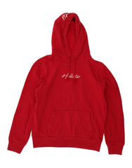 HOLLISTER Womens Graphic Hoodie Jumper UK 10 Small Red Cotton