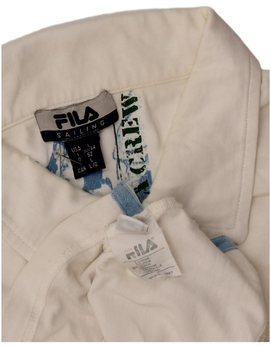 Fila Mens Graphic Polo Shirt Large White Colourblock Cotton