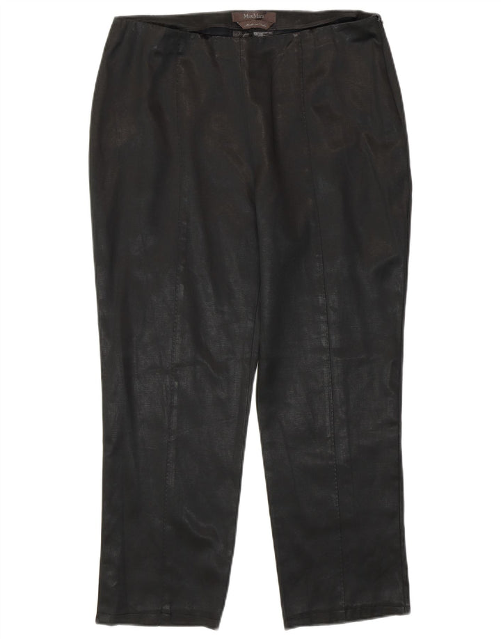 Max Mara Womens Cropped Trousers UK 12 Medium W30 L23 Black Cotton