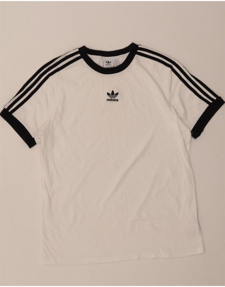 Adidas Womens T-Shirt Top UK 12 Medium White Cotton