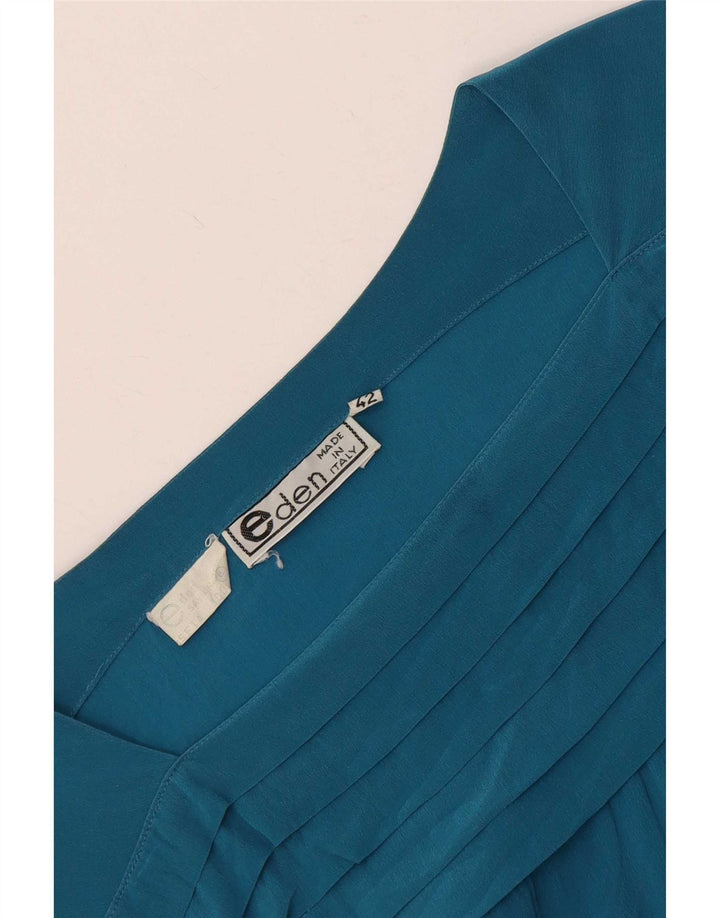 Vintage Womens Long Sleeve Blouse Top IT 42 Medium Blue Silk