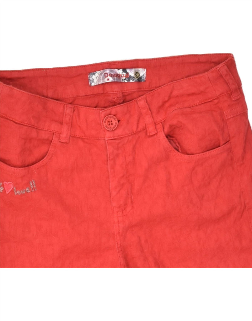 DESIGUAL Womens Slim Casual Trousers W28 L28 Red Cotton | Vintage Desigual | Thrift | Second-Hand Desigual | Used Clothing | Messina Hembry 