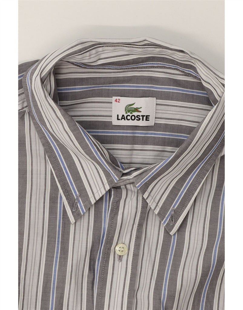 LACOSTE Mens Shirt Size 42 Large Grey Striped Vintage Lacoste and Second-Hand Lacoste from Messina Hembry 