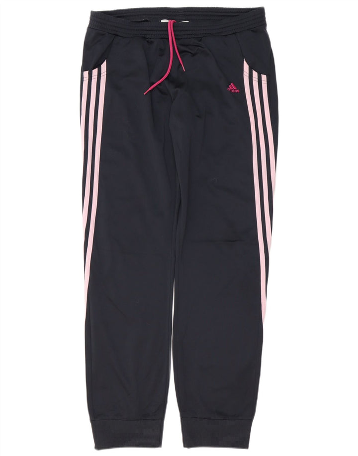ADIDAS Womens Tracksuit Trousers Joggers UK 16 Large Navy Blue Polyester
