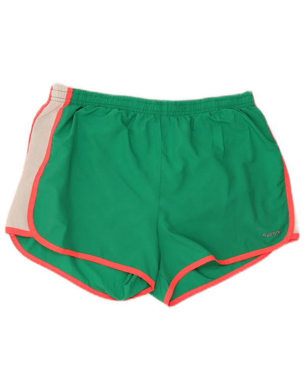 Reebok Womens Sport Shorts UK 12 Medium Green Colourblock Polyester