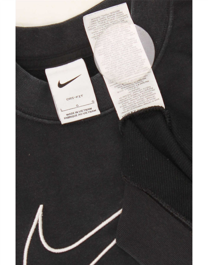 Nike Mens Dri Fit Graphic Sweatshirt Jumper Large Black Cotton