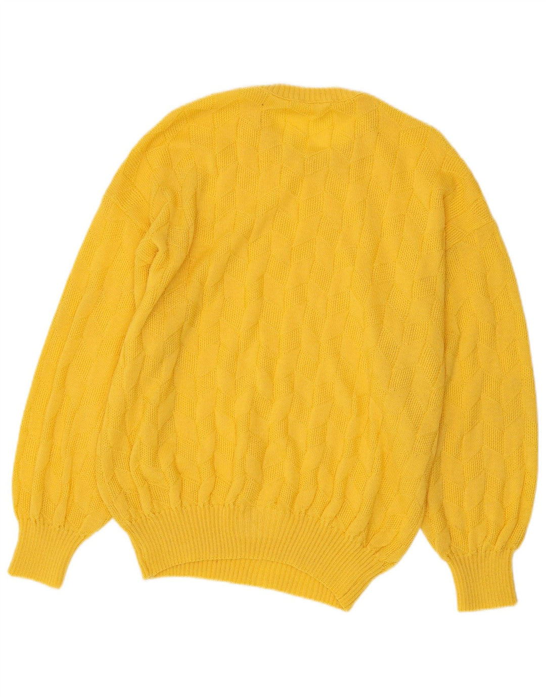 VINTAGE Womens Crew Neck Jumper Sweater UK 16 Large Yellow