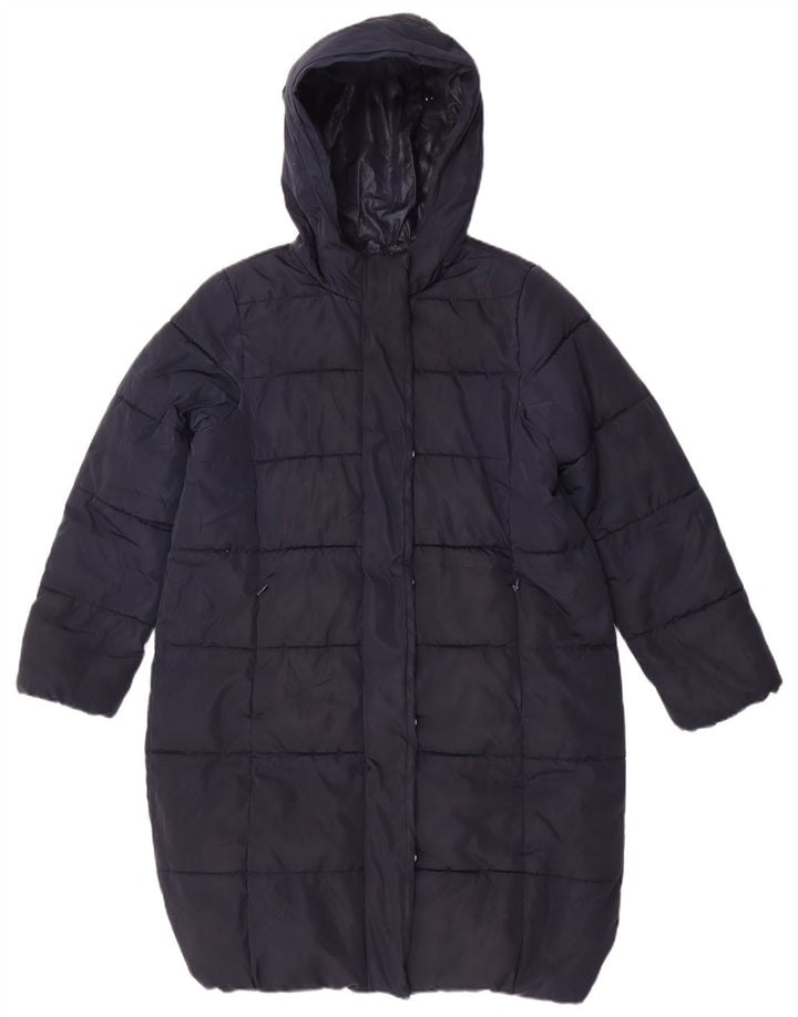 Marks & Spencer Girls Hooded Padded Coat 11-12 Years Navy Blue Polyester