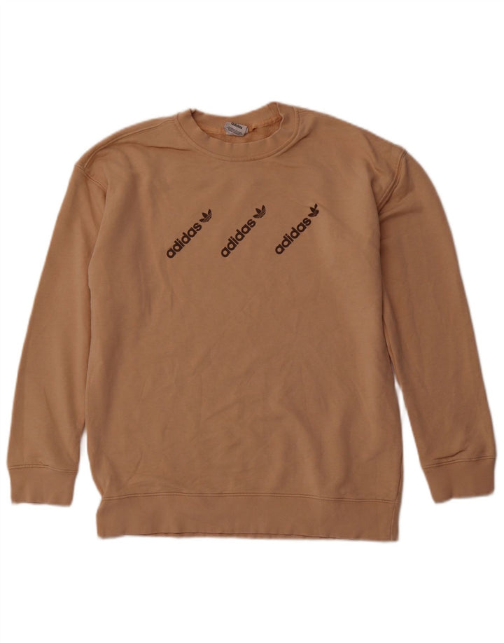 ADIDAS Mens Graphic Sweatshirt Jumper Medium Brown Cotton Sports
