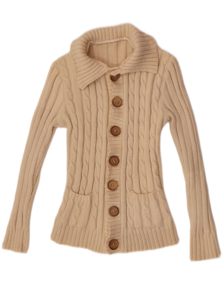 Vintage Womens Cardigan Sweater UK 8 Small Off White
